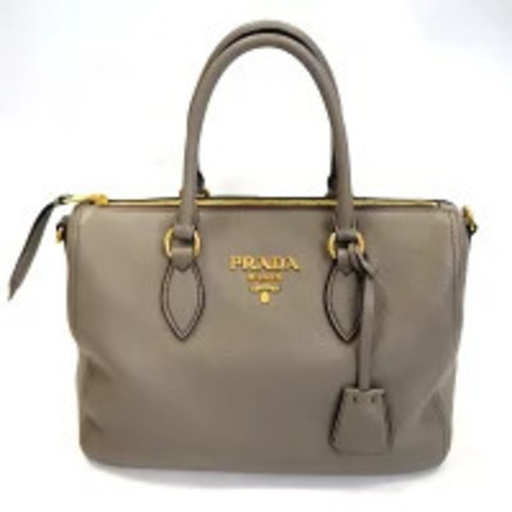 Prada Handbag Shoulder Bag Leather ARGILLA Gray